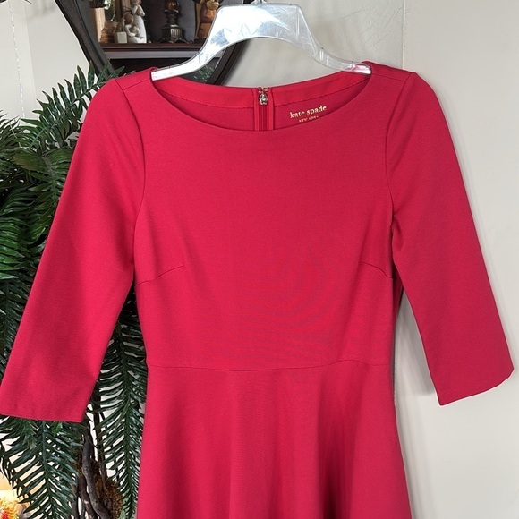 NWOT Kate Spade Red Mini Dress 3/4 Sleeves A-Line Minimalist Simple Elegant - Picture 3 of 15